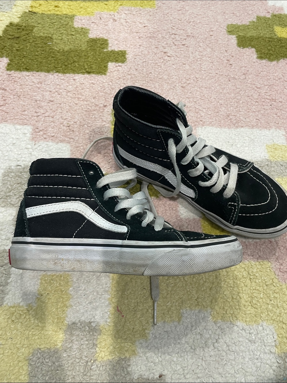 Vans Kids Black and White High-Top Skate Sneakers